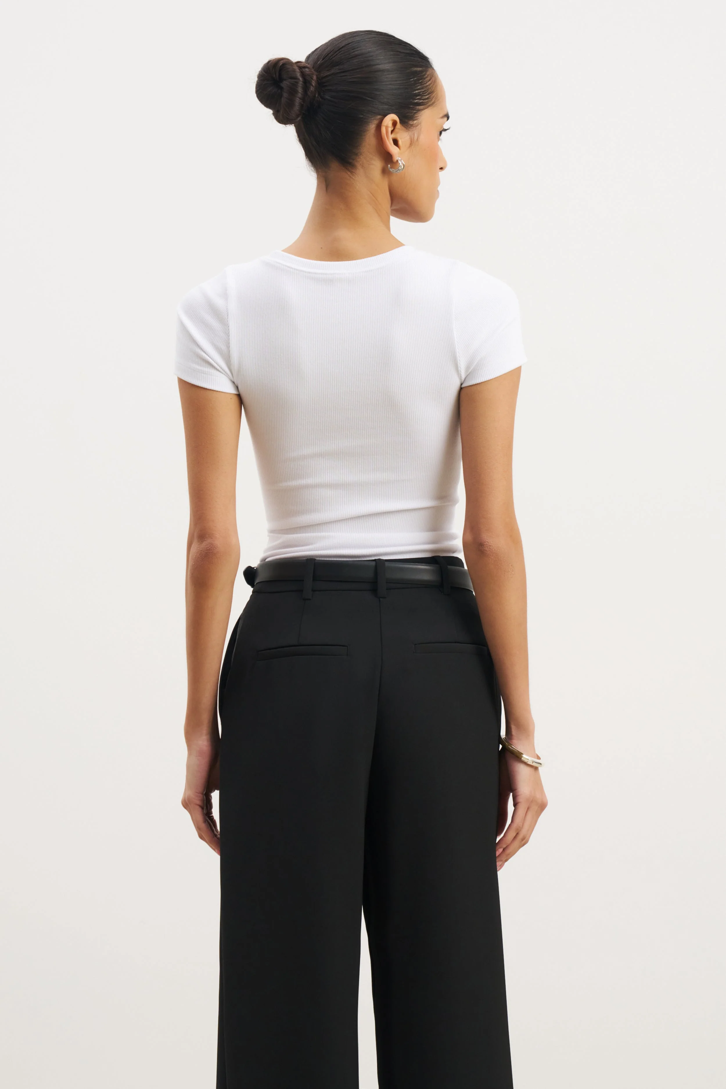 Soft Ribbed T Shirt - White - Image 7