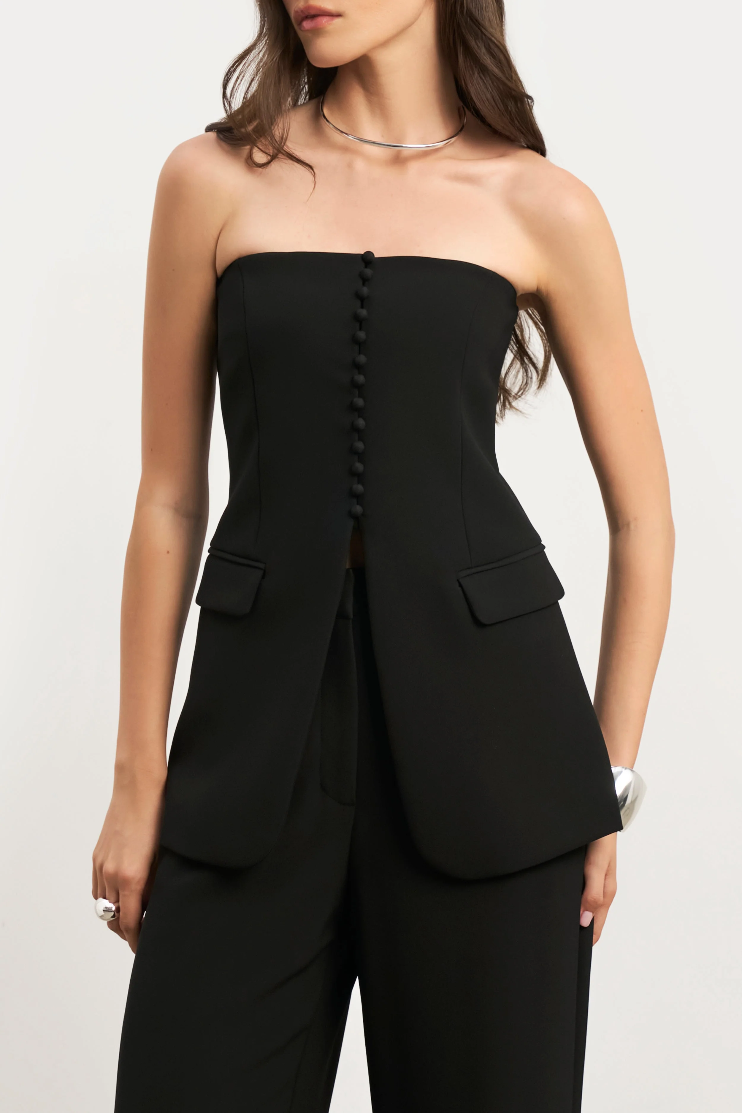 Strapless Peplum Bodice - Black - Image 3