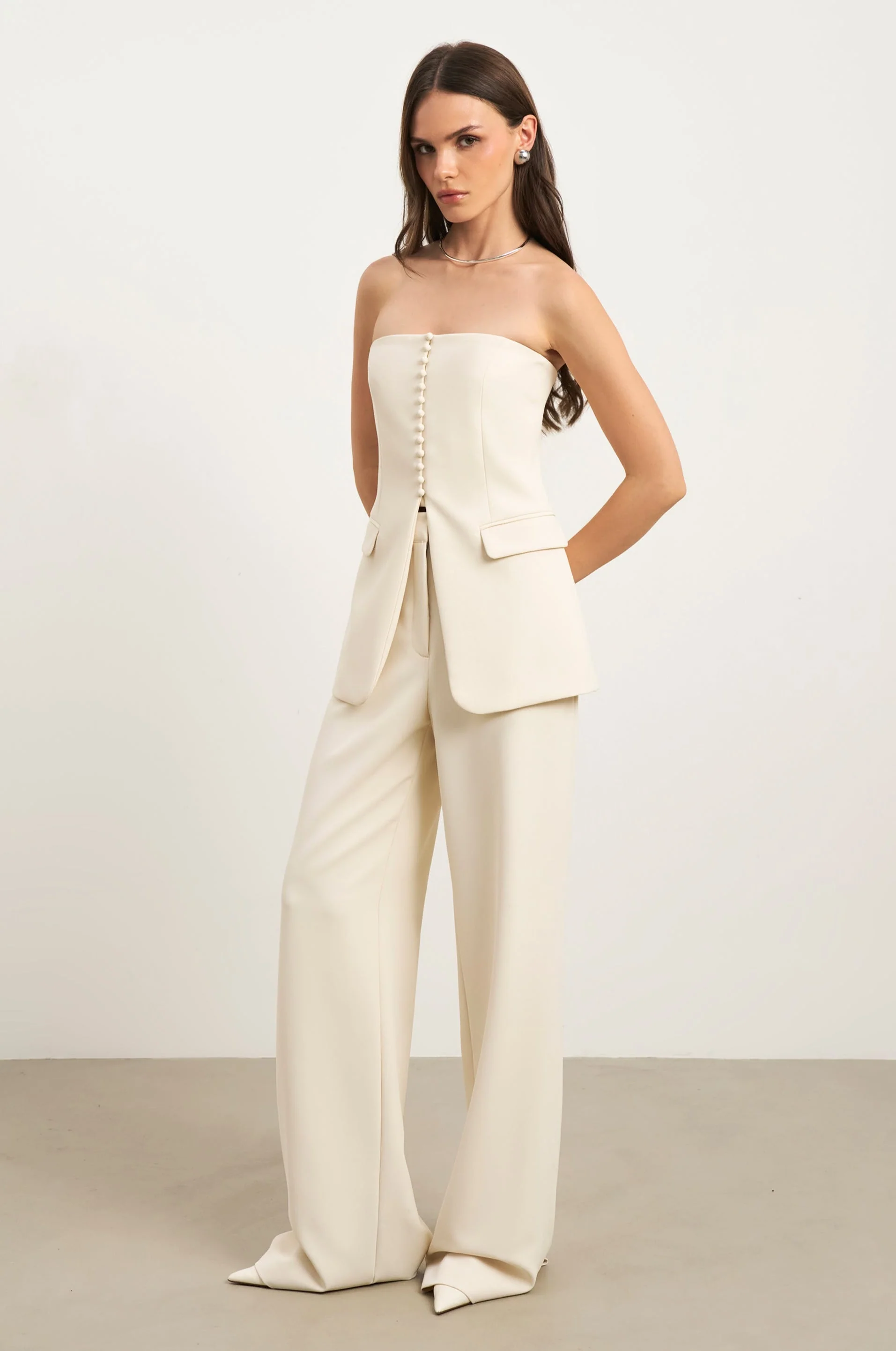 Strapless Peplum Bodice - Cream - Image 4