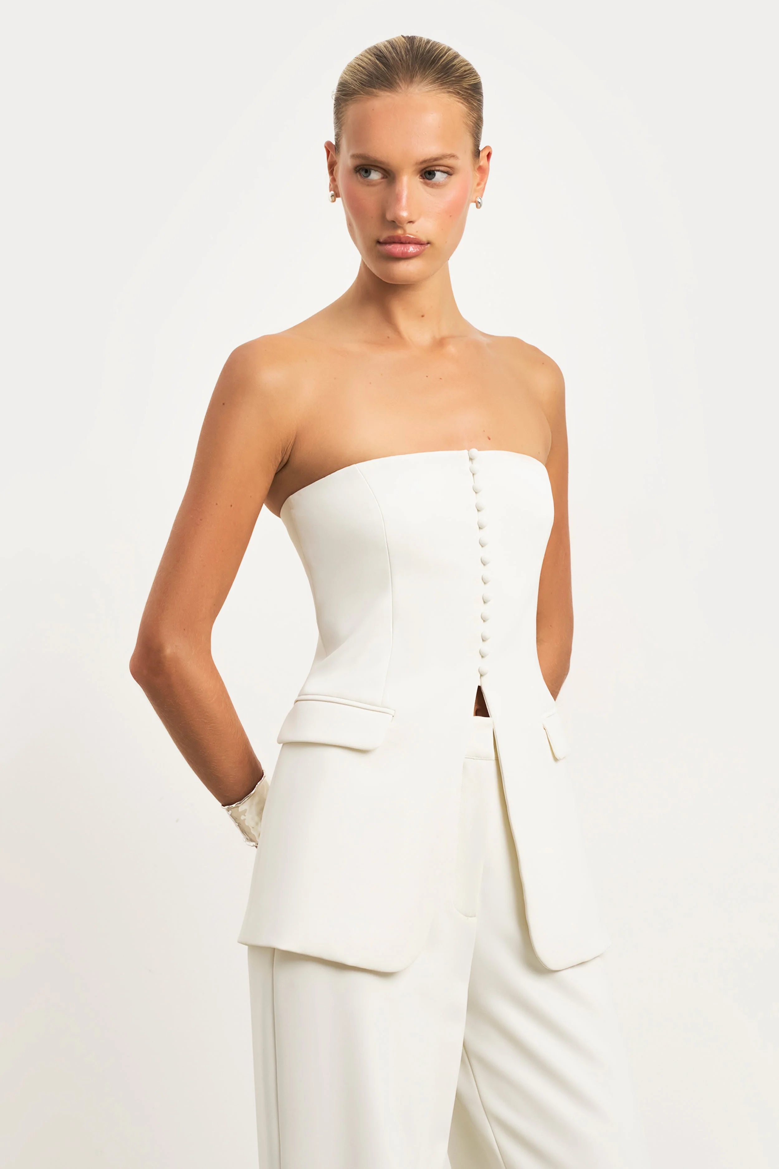 Strapless Peplum Bodice - White - Image 3