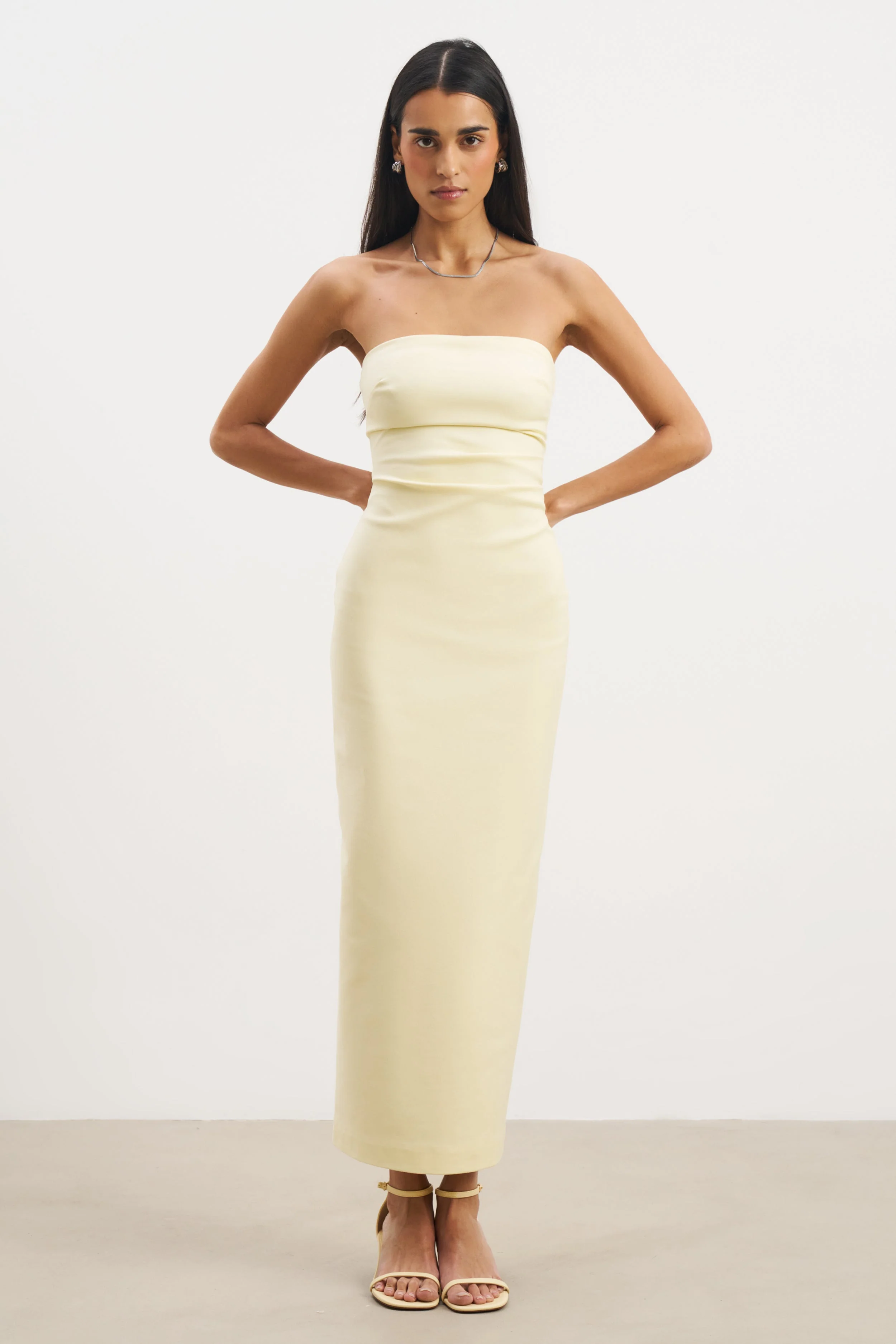 Strapless Ruched Midaxi Dress - Buttermilk - Image 4