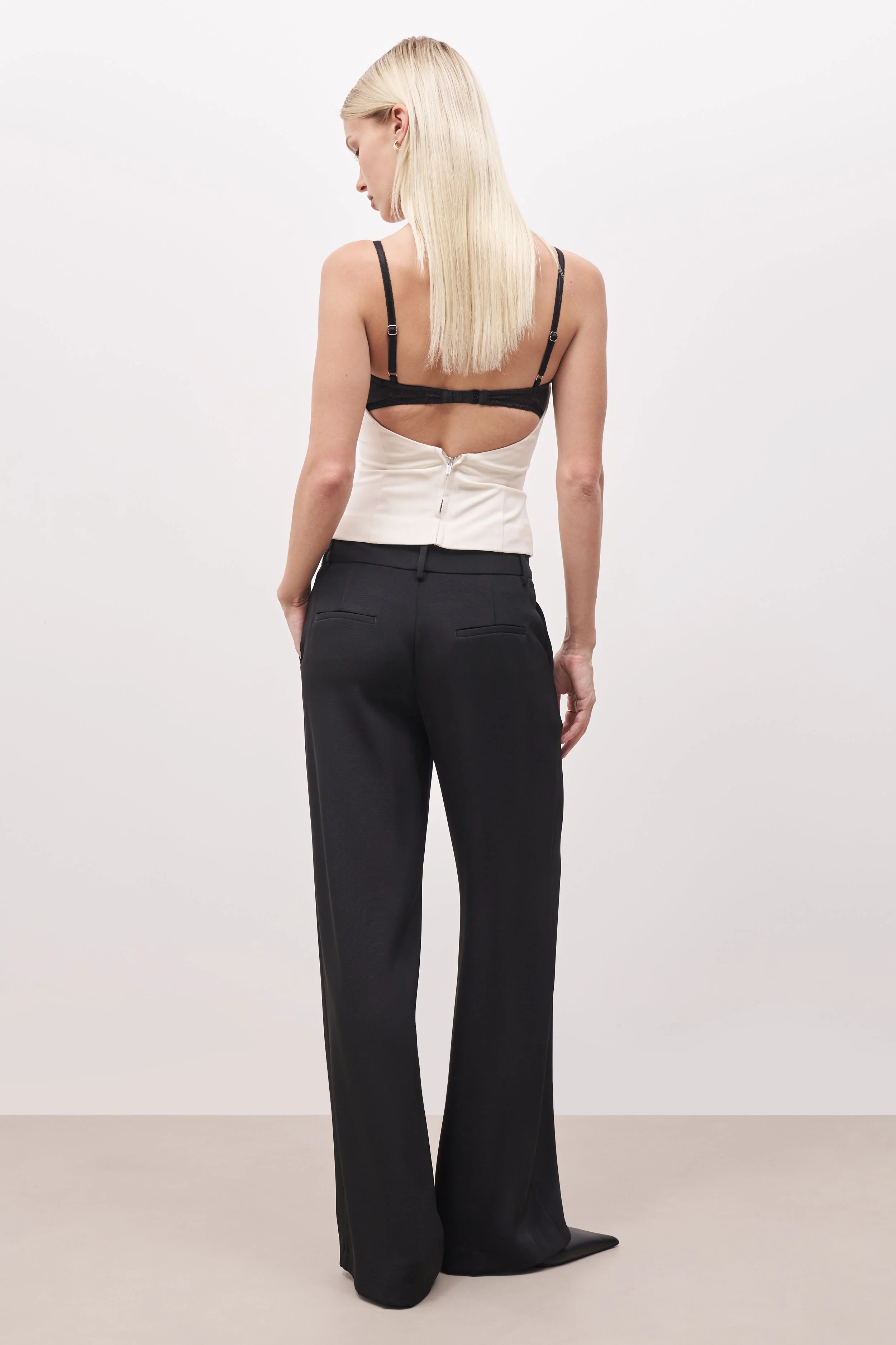 Tailored Bra Detail Bustier - Cream/Black - Image 3