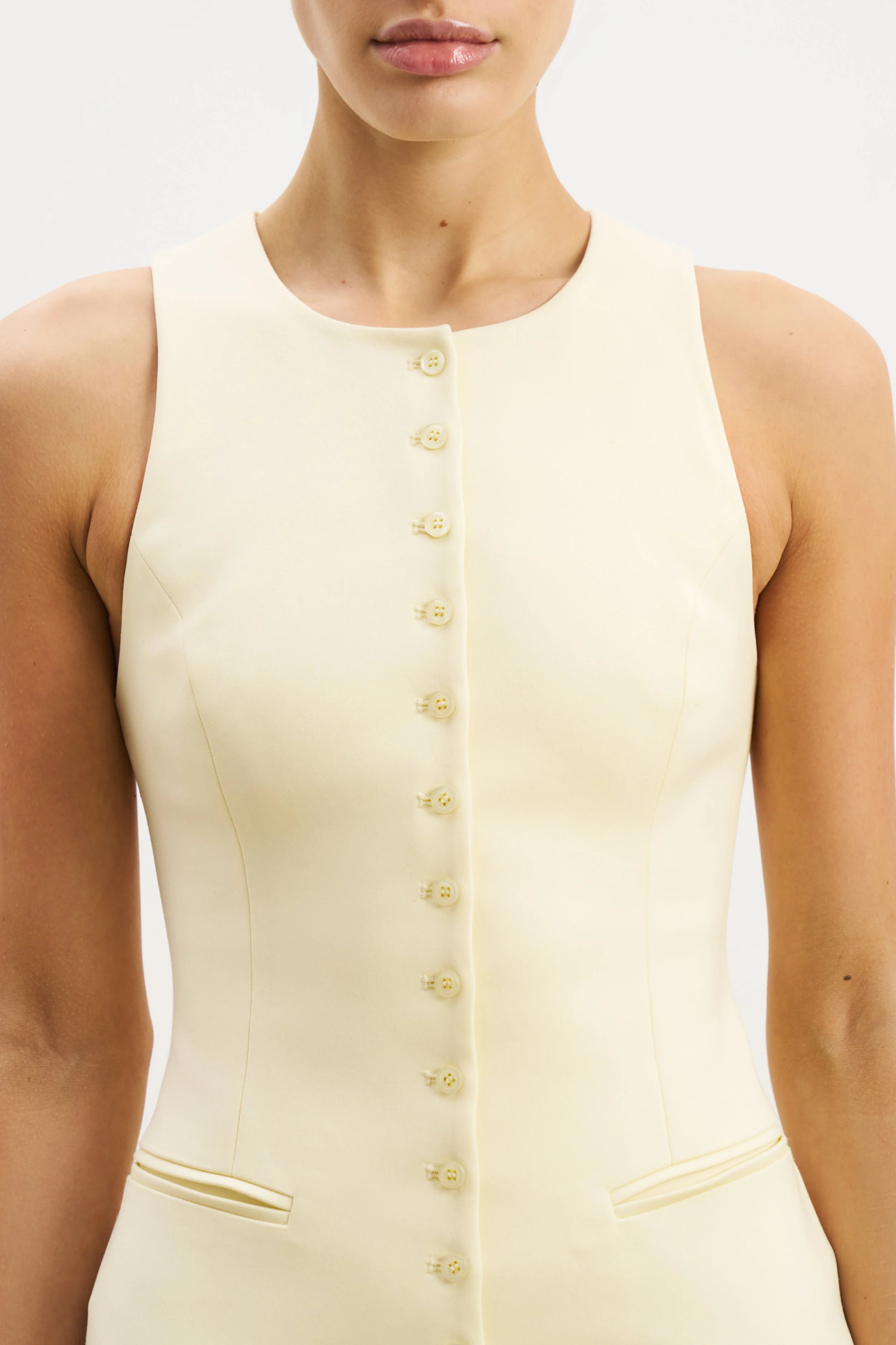 Tailored Button Down Mini Dress - Buttermilk - Image 5