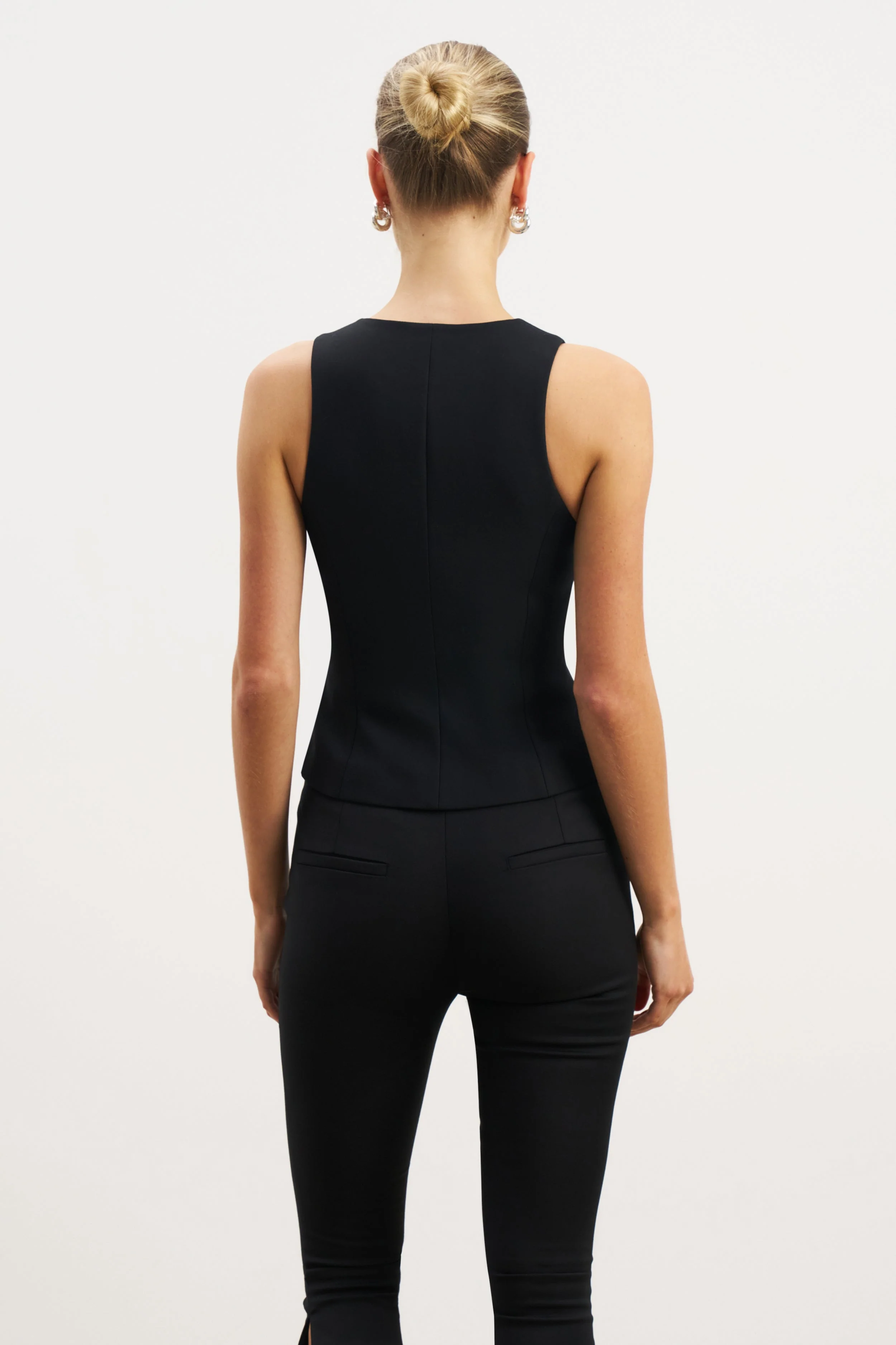 Tailored Button Down Waistcoat - Black - Image 7