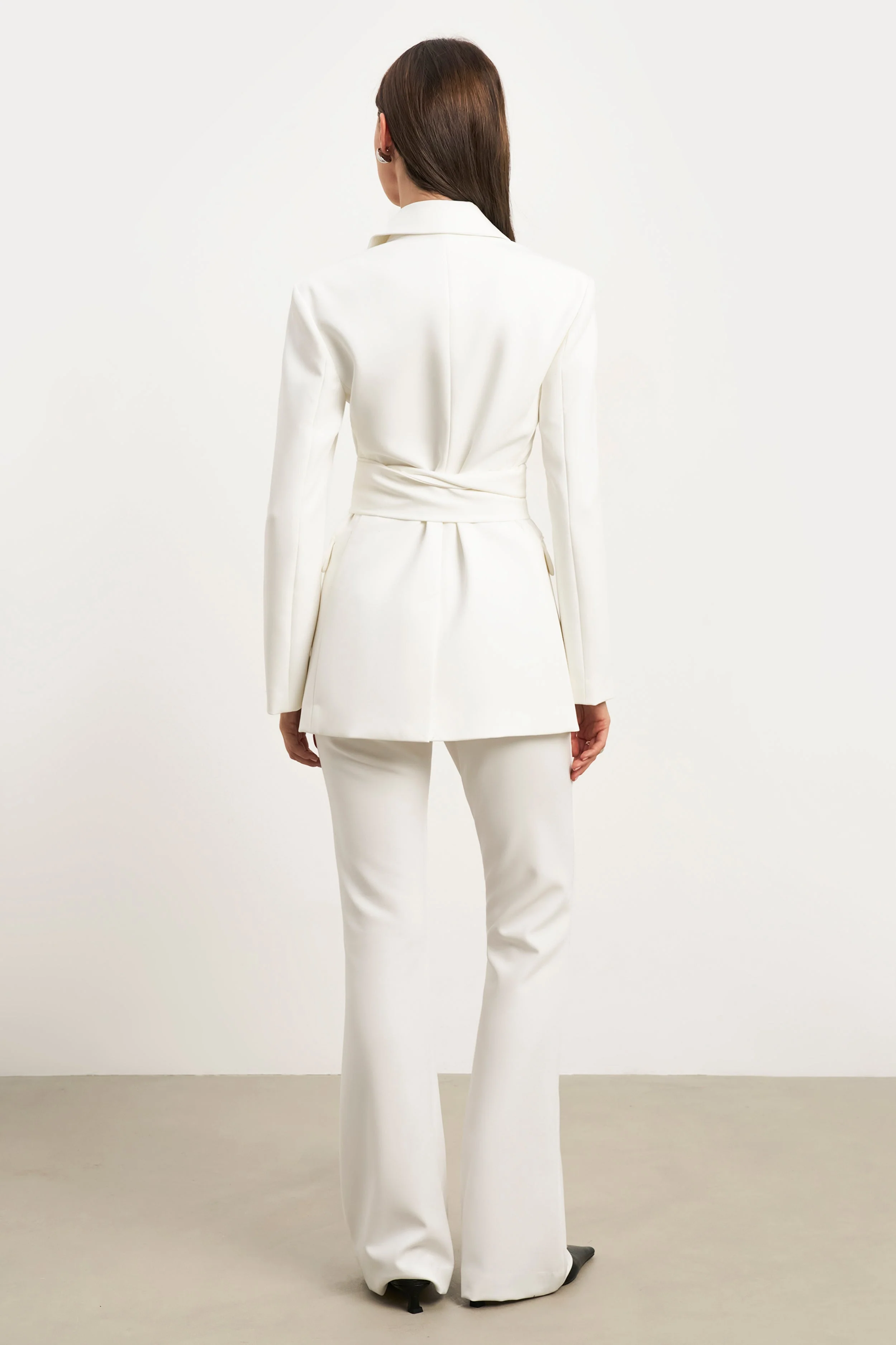 Wide Leg Suit Trousers - White - Image 4
